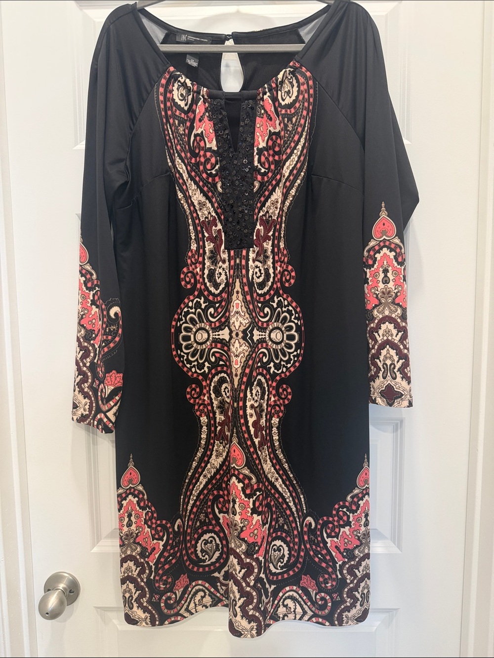 INC International Concepts Black Paisley-Print Shift Dress